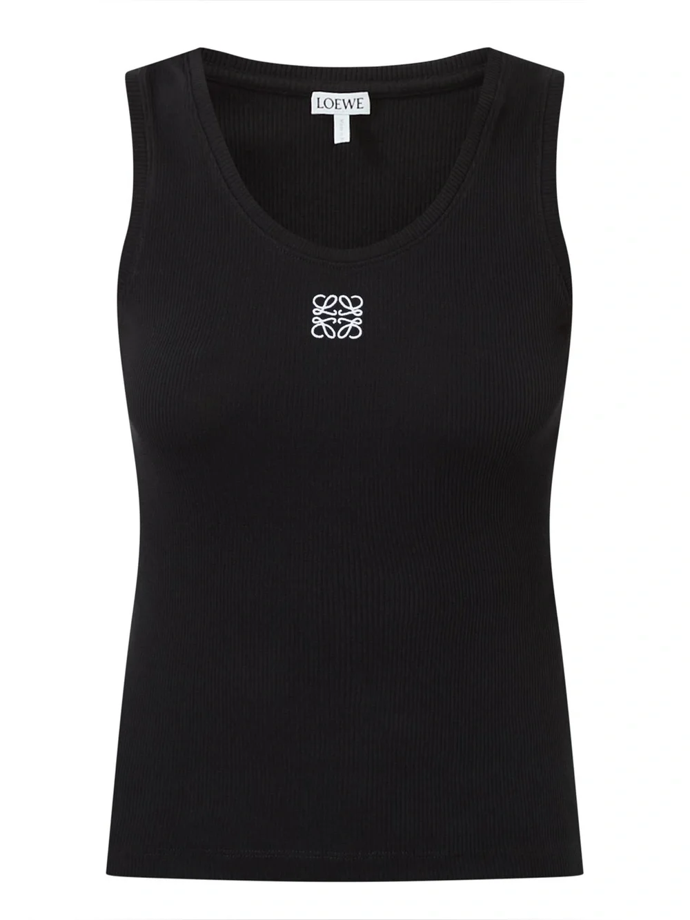 Black Ribbed Scoop Neck Tank Top Fitted Minimalist Sleeveless GUC